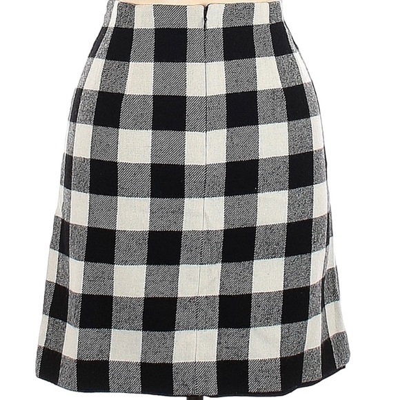 TALBOTS BUFFALO PLAID BLK/WHI CHECKERED WOOL BLEND MINI PENCIL SKIRT SIZE 2 NWOT - Picture 3 of 14
